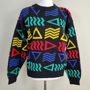VTG‎ 80s Ocean Pacific Sweater Womens S Abstract Geometric Memphis Surf Acrylic